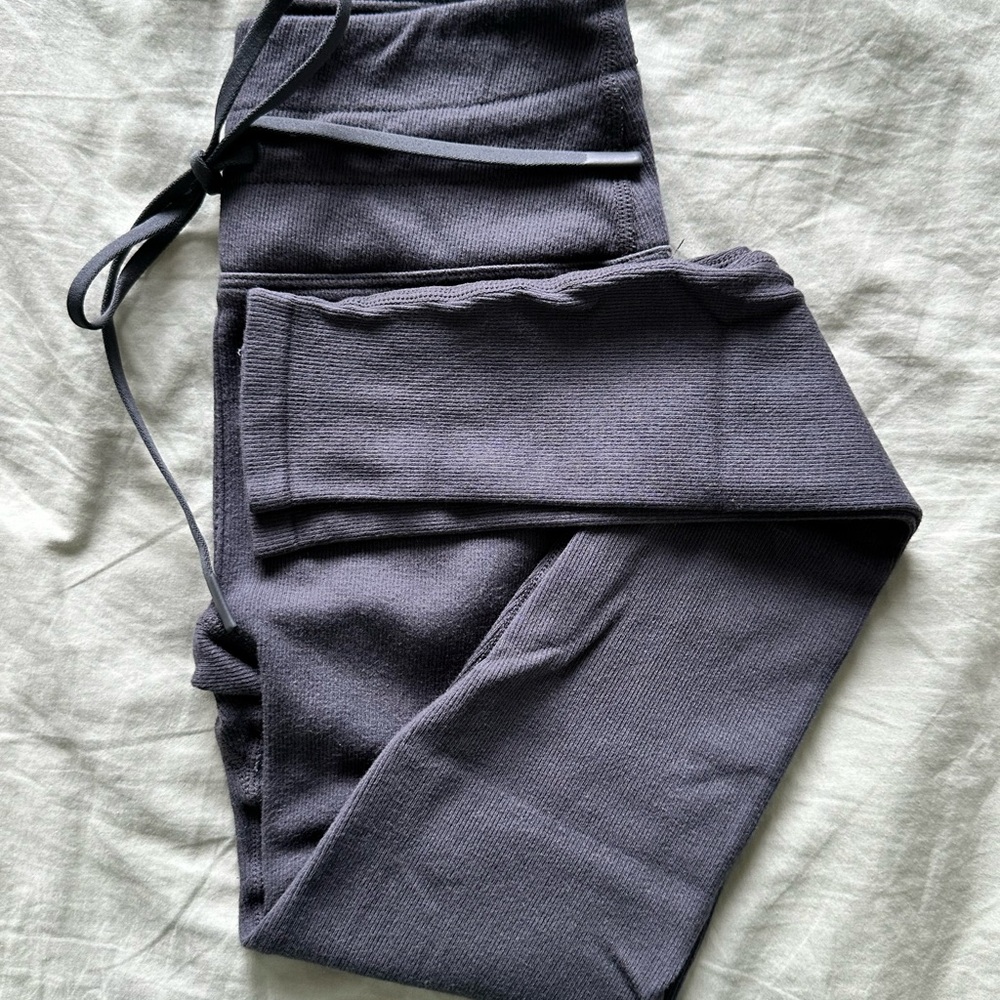 Fabletics Charcoal Knit Leggings with Tie Waist